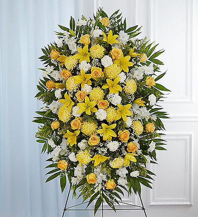 Yellow &amp;amp; White Sympathy Standing Spray